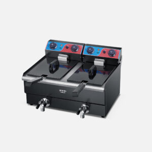 GENERALCO ELECTRIC OIL FRYER 2 BASKET, 6.8+6.8 LTR, BLACK