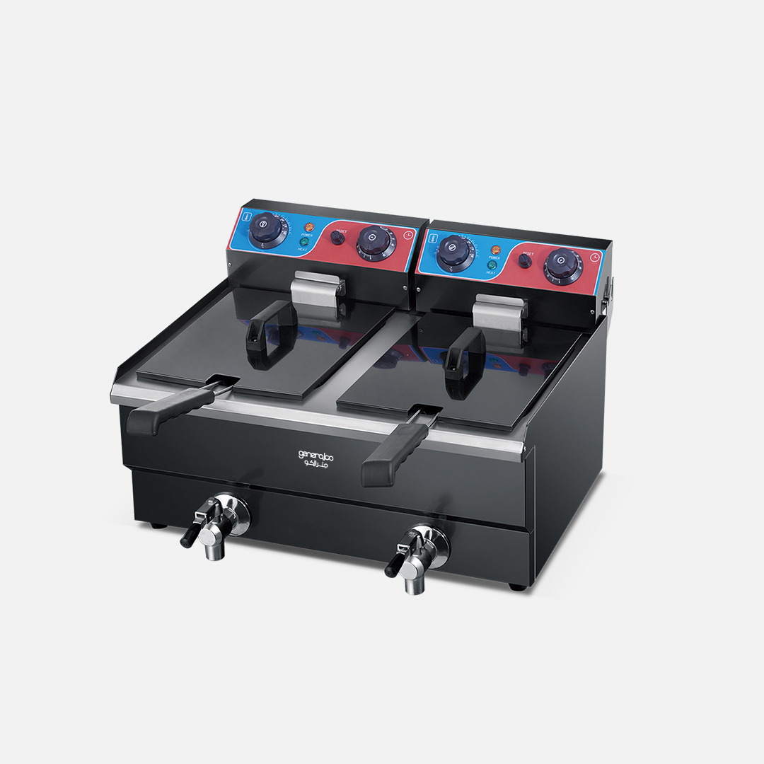 GENERALCO ELECTRIC OIL FRYER 2 BASKET, 6.8+6.8 LTR, BLACK